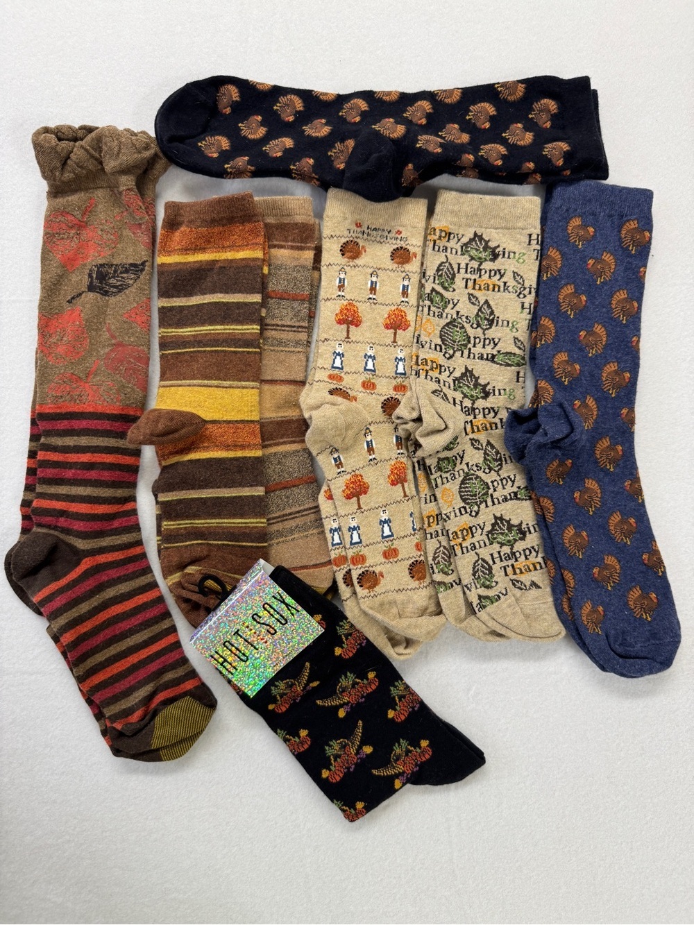 Hot Sox Harvest & Thanksgiving Themed Crew Socks -
9 pairs